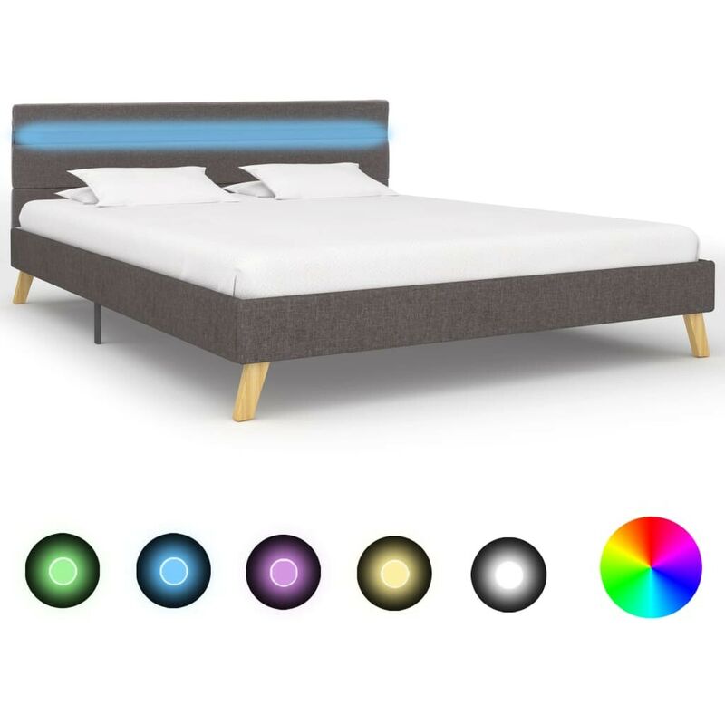 Hommoo Cadre de lit avec LED Gris clair Tissu 120 x 200 cm HDV25148