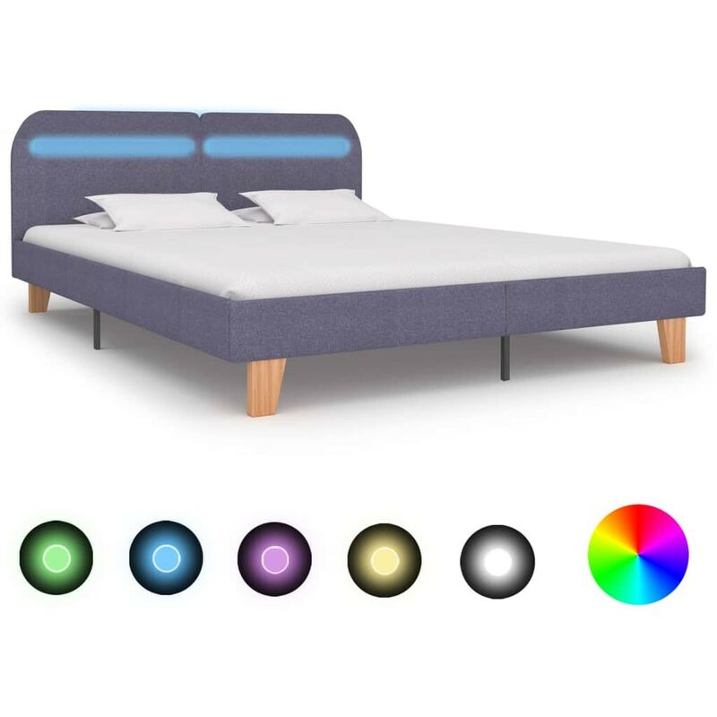 Cadre de lit avec LED Gris clair Tissu 160 x 200 cm HDV22761 - Hommoo