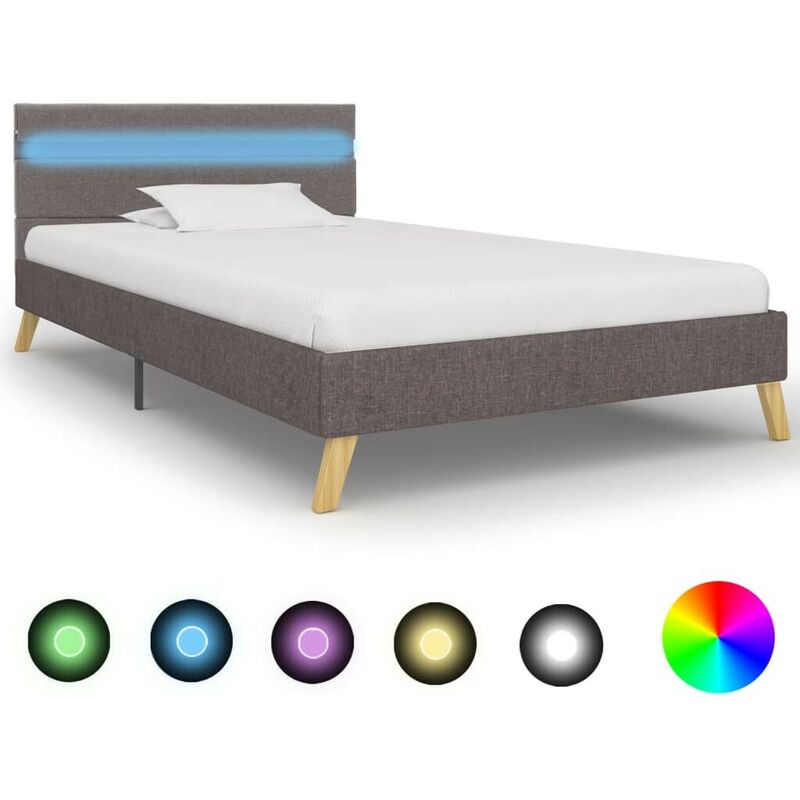 Cadre de lit avec LED Gris clair Tissu 90 x 200 cm HDV25146 - Hommoo