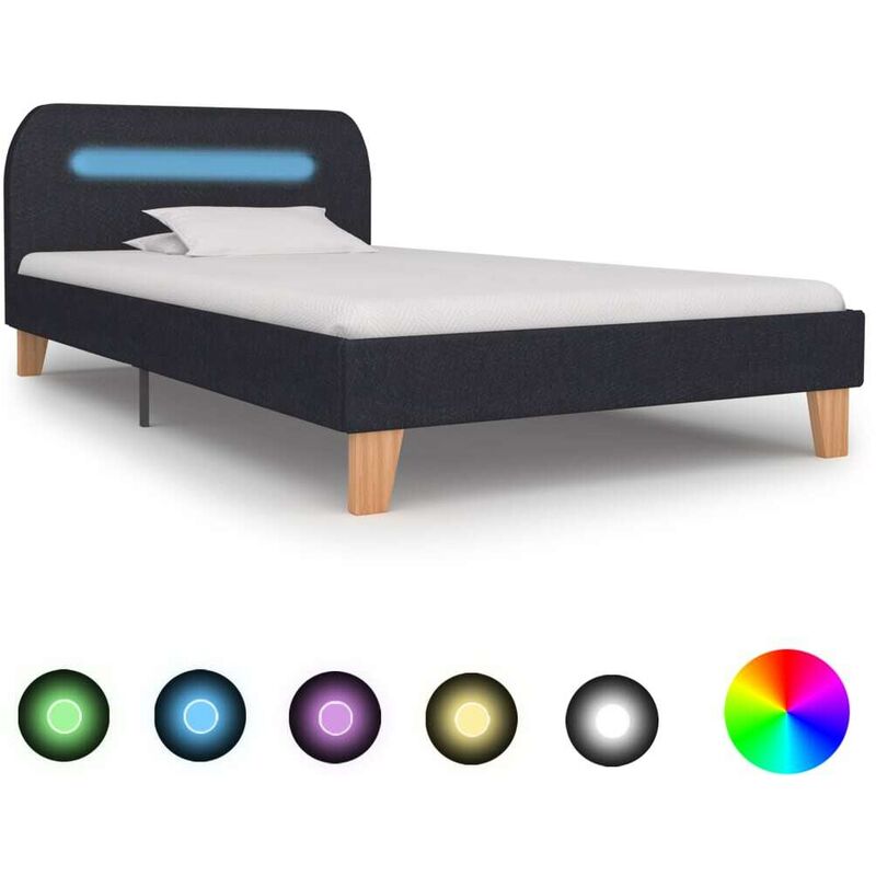 Cadre de lit avec LED Gris fonce Tissu 90 x 200 cm HDV22753 - Hommoo