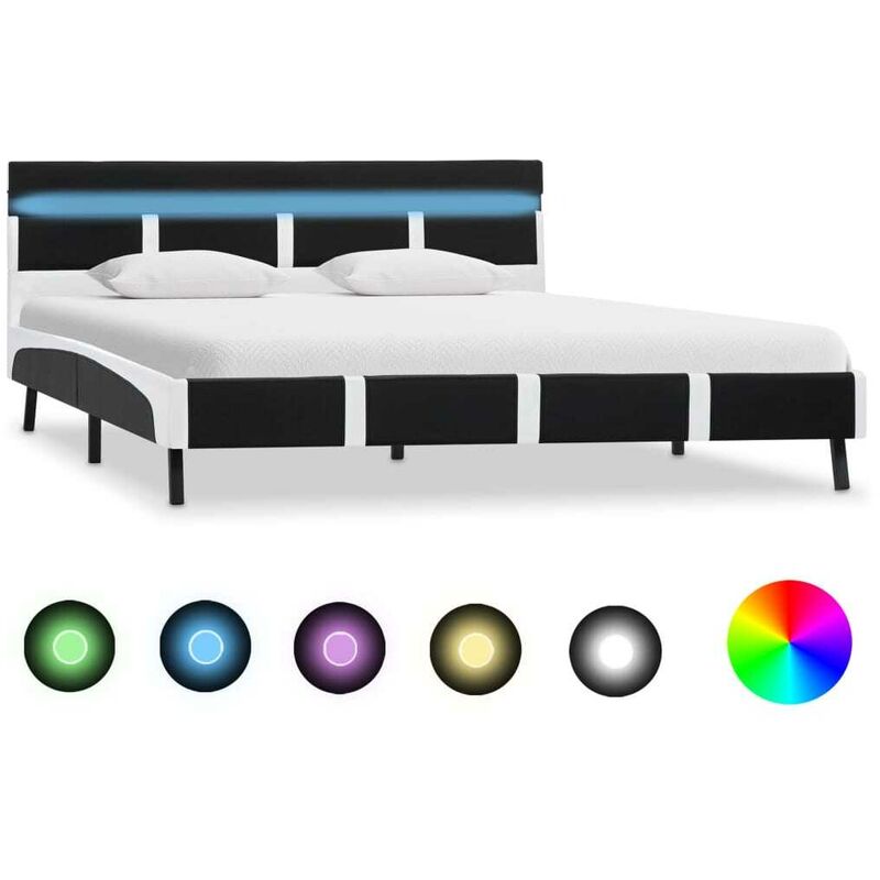 Hommoo Cadre de lit avec LED Noir Similicuir 120 x 200 cm HDV22454