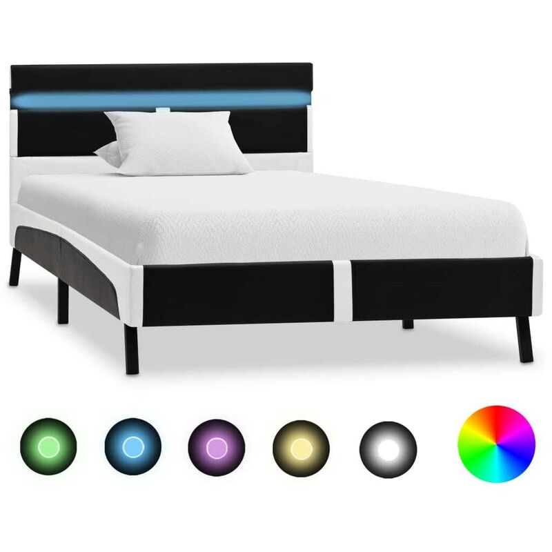 Cadre de lit avec LED Noir Similicuir 90 x 200 cm HDV22453 - Hommoo
