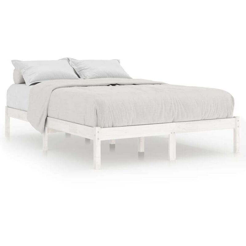 Cadre de lit Blanc Bois de pin massif 120x200 cm - Hommoo