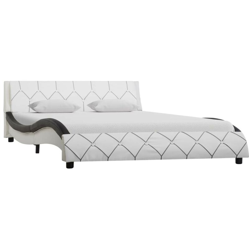 Cadre de lit Blanc et noir Similicuir 160 x 200 cm HDV25810 - Hommoo