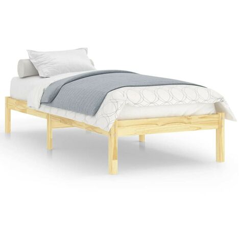Hommoo Cadre de lit Bois de pin massif 90x190 cm UK Simple