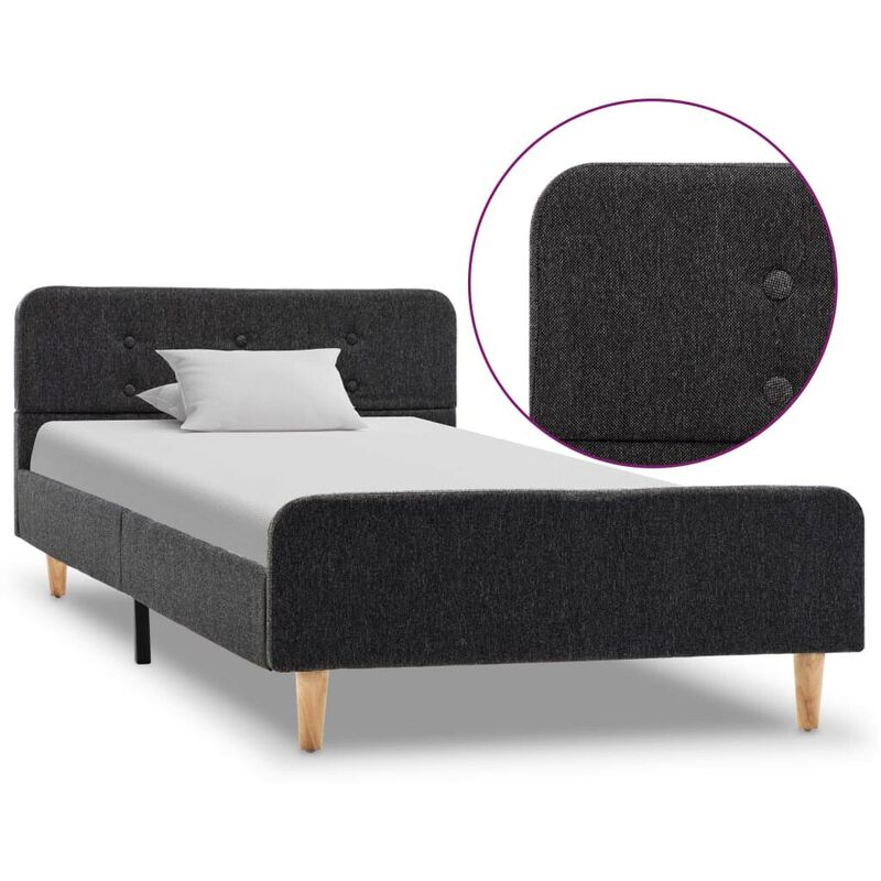 Cadre de lit Gris fonce Jute 100 x 200 cm HDV25195 - Hommoo