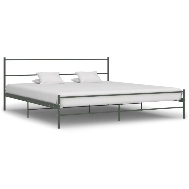 Cadre de lit Gris Metal 200 x 200 cm HDV24991 - Hommoo