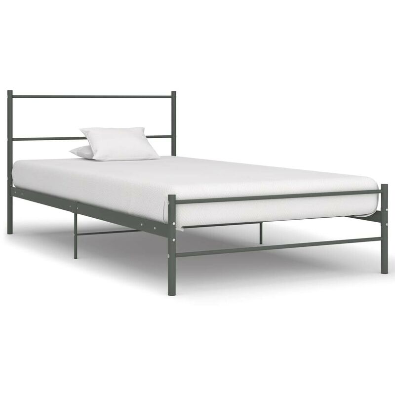 Cadre de lit Gris Metal 90 x 200 cm HDV25987 - Hommoo