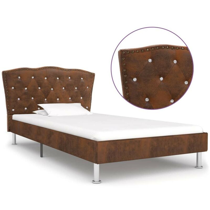 Cadre de lit Marron Similicuir daim 90 x 200 cm HDV22573 - Hommoo