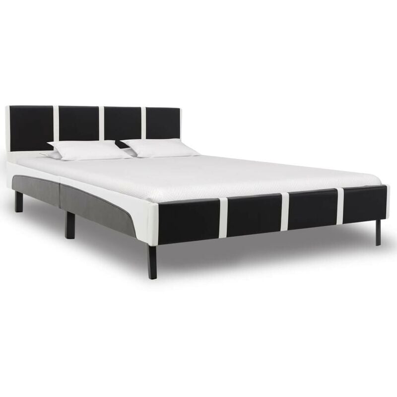 Hommoo Cadre de lit Noir et blanc Similicuir 120 x 200 cm HDV22439