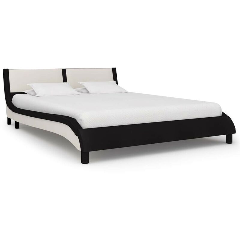 Cadre de lit Noir et blanc Similicuir 120 x 200 cm HDV22494 - Hommoo