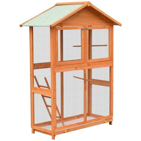 Hommoo Cage a oiseaux Pin massif et bois de sapin 120x60x168 cm HDV07194