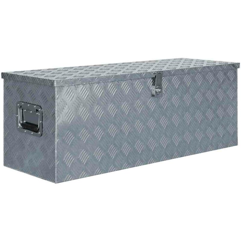 

Caja de aluminio 110,5x38,5x40 cm plateada - Hommoo