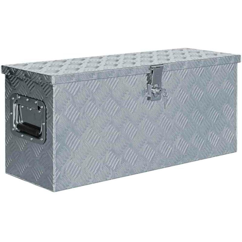 

Caja de aluminio 76,5x26,5x33 cm cm plateada - Hommoo