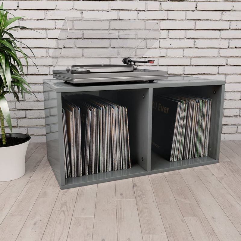 

Caja para vinilos de aglomerado gris brillante 71x34x36 cm - Hommoo