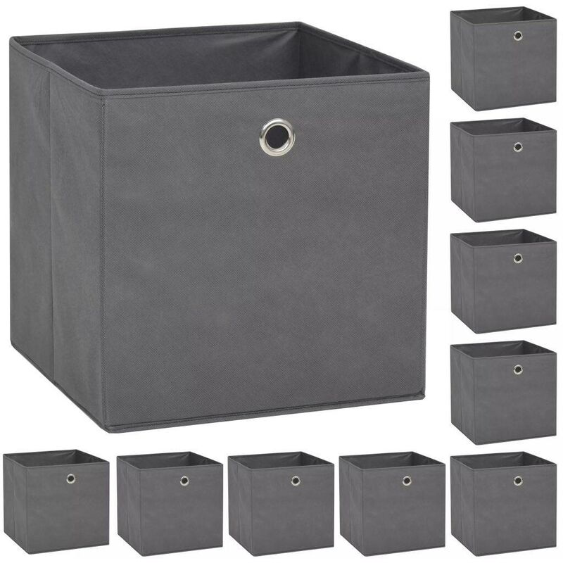 

Cajas de almacenaje 10 uds textil no tejido 32x32x32 cm gris - Hommoo