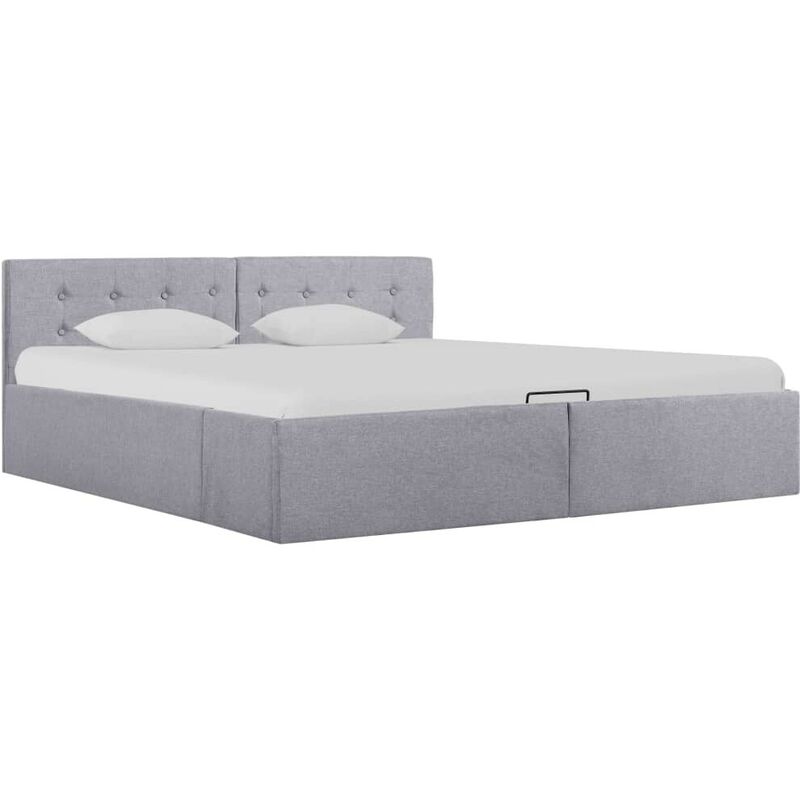 

Cama canapé hidráulica almacenaje LED tela gris claro 160x200cm - Hommoo
