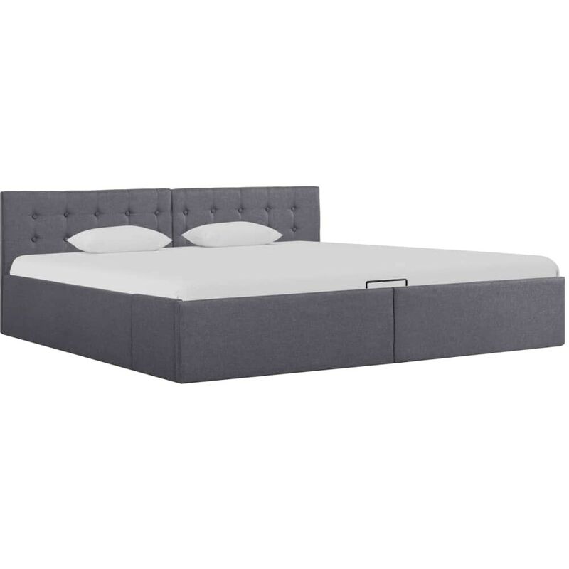 

Hommoo Cama canapé hidráulica con LED tela gris oscuro 180x200 cm