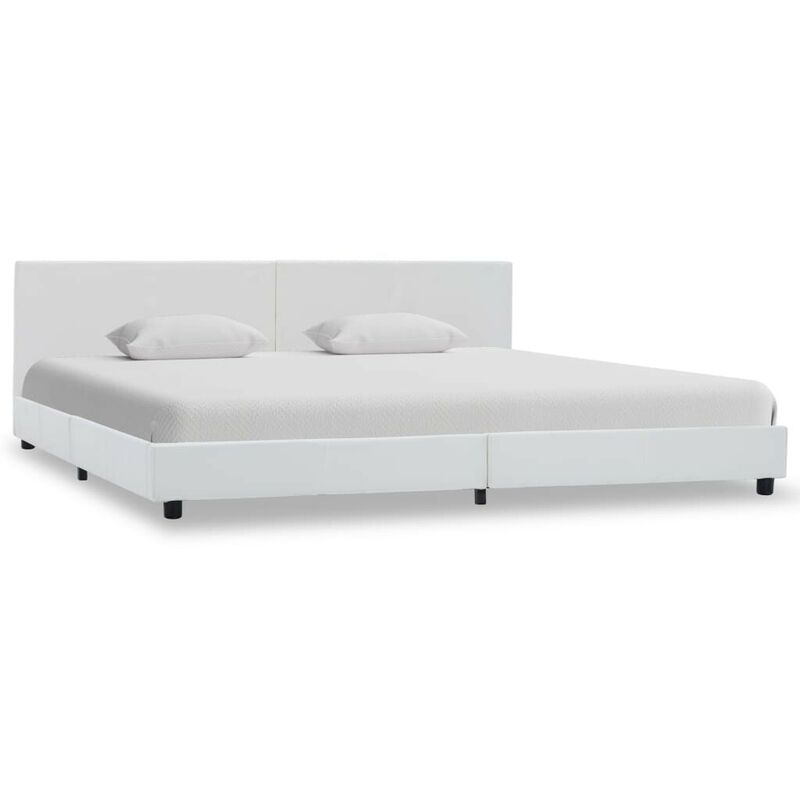 

Hommoo Cama canapé hidráulica cuero sintético blanco 180x200 cm