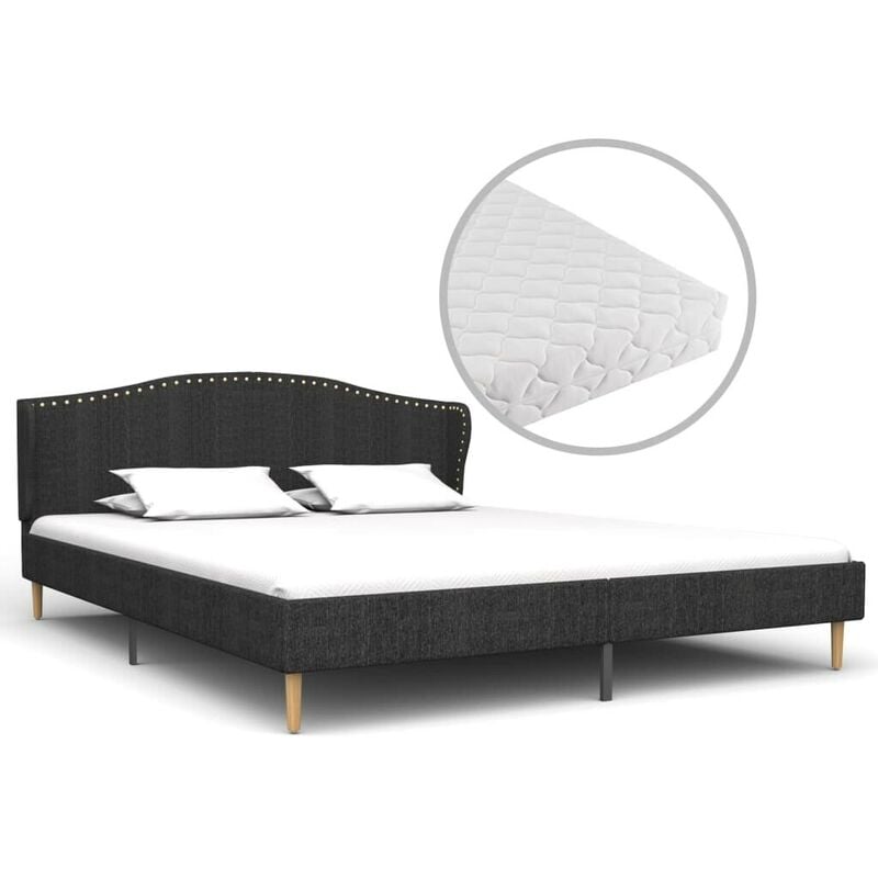 

Cama con colchón tela gris oscuro 160x200 cm - Hommoo