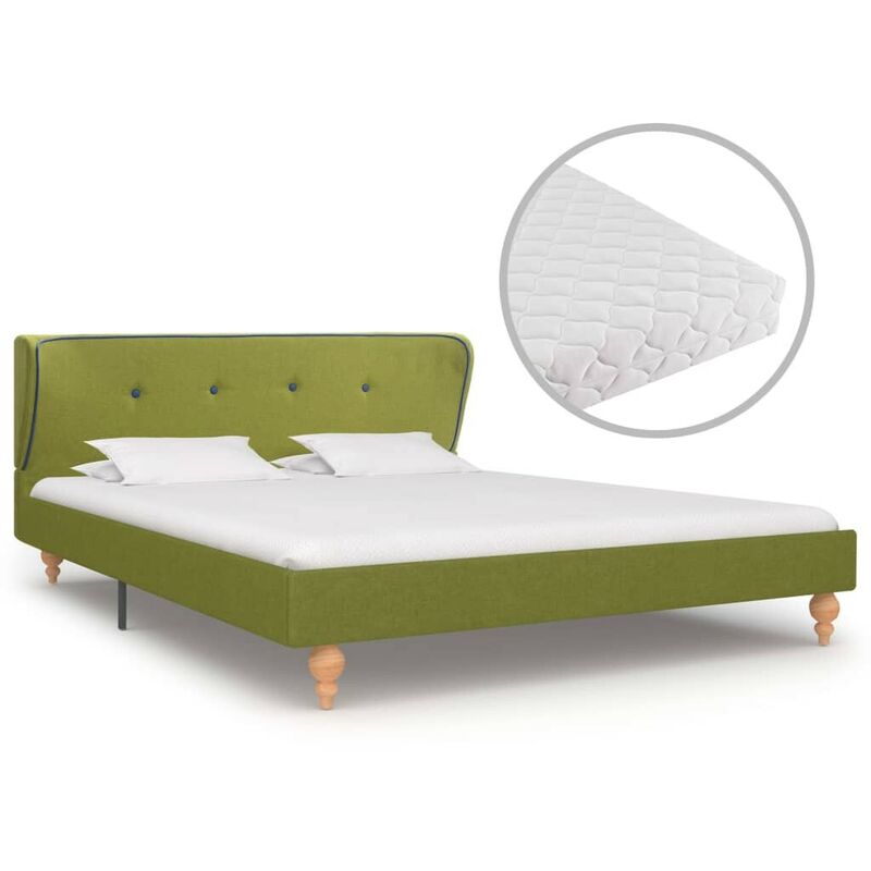 

Cama con colchón tela verde 140x200 cm - Hommoo