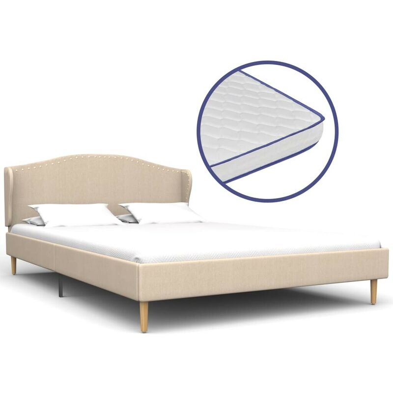 

Cama con colchón viscoelástico tela beige 140x200 cm - Hommoo