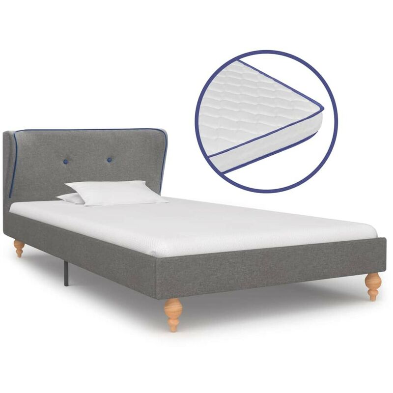 

Hommoo Cama con colchón viscoelástico tela gris claro 90x200 cm