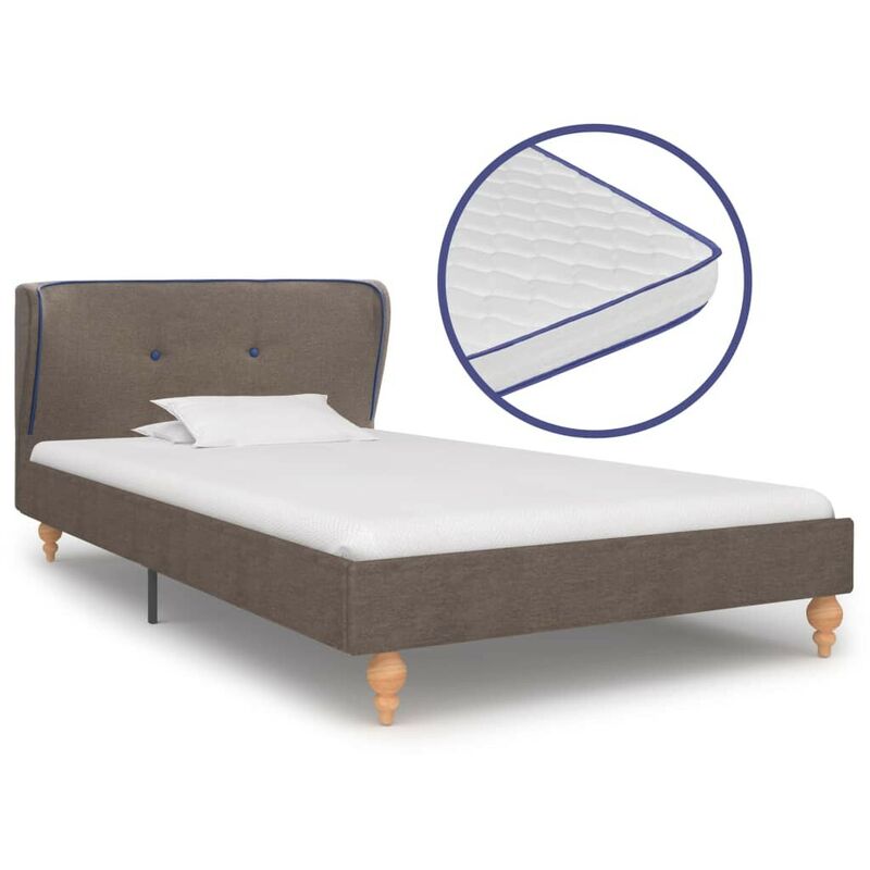 

Cama con colchón viscoelástico tela gris topo 90x200 cm - Hommoo