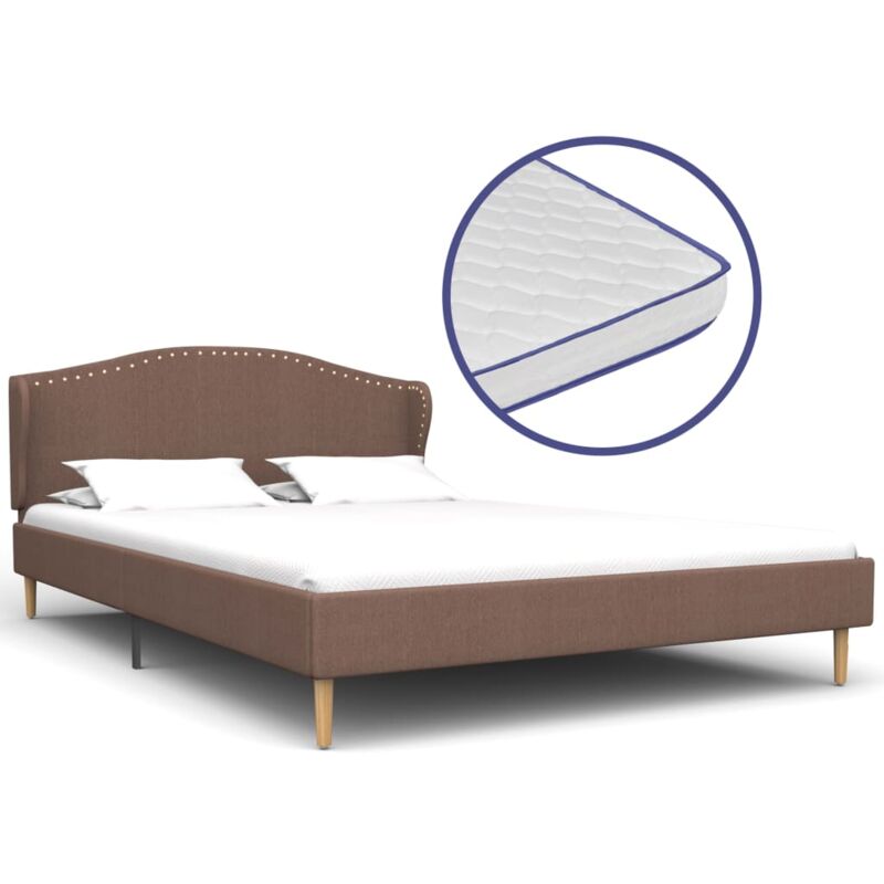 

Cama con colchón viscoelástico tela marrón 140x200 cm - Hommoo
