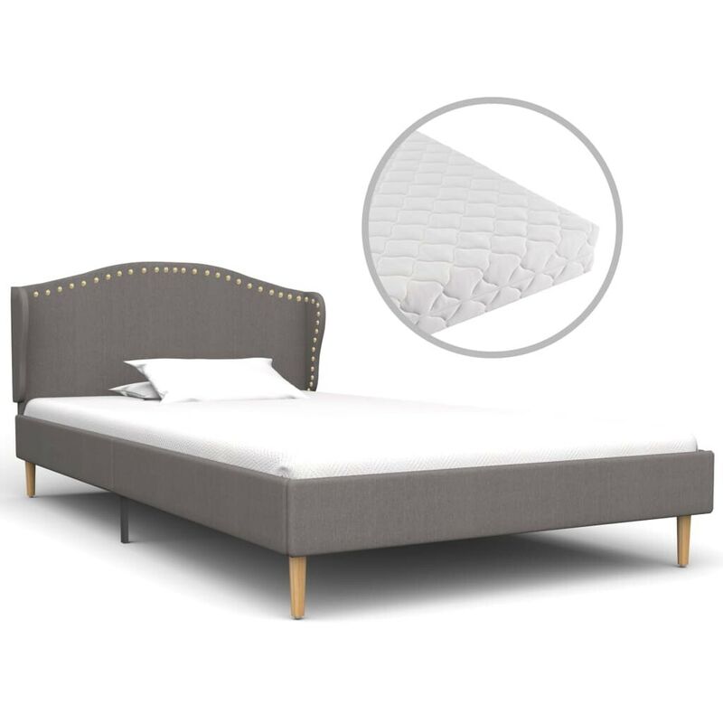 

Hommoo Cama con colchón tela gris claro 90x200 cm