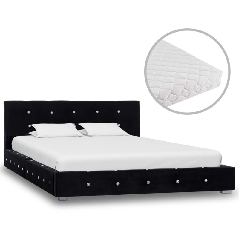 

Hommoo Cama con colchón terciopelo negro 120x200 cm