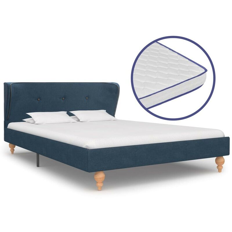 

Cama con colchón viscoelástico tela azul 120x200 cm - Hommoo