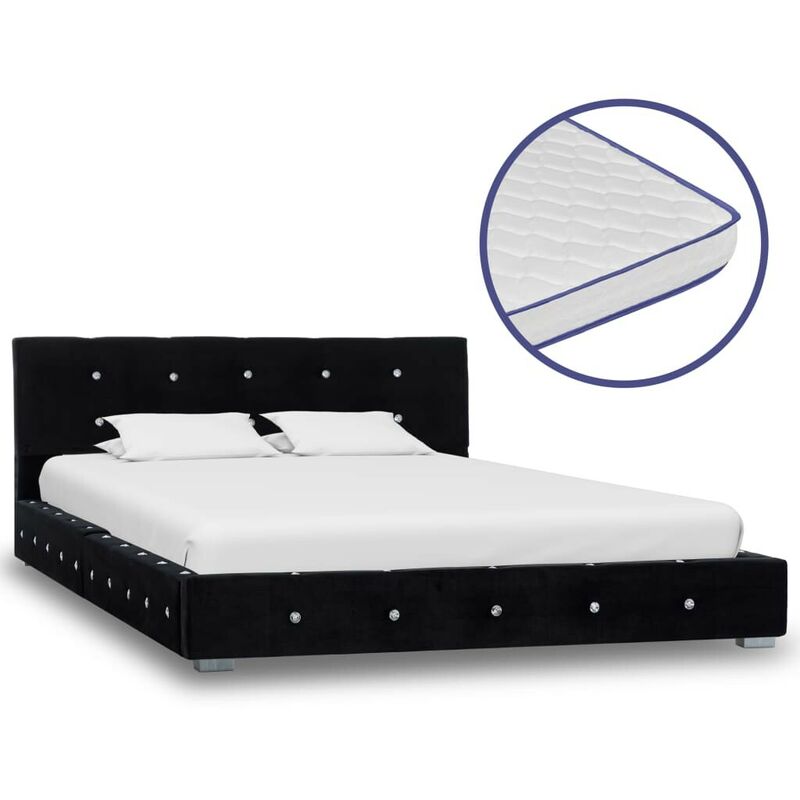 

Hommoo Cama con colchón viscoelástico terciopelo negro 120x200 cm