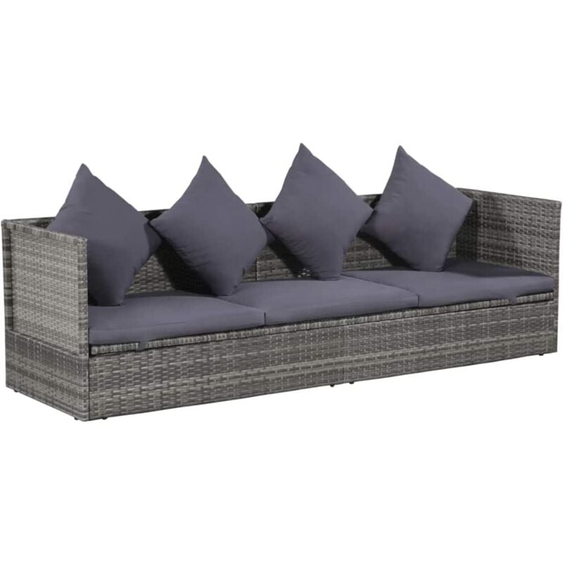 

Cama de jardín 200x60 cm ratán sintético gris - Hommoo