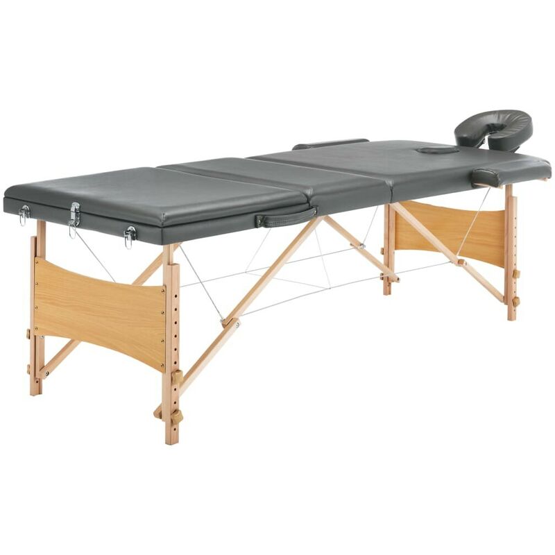 

Camilla de masaje 3 zonas estructura madera antracita 186x68 cm - Hommoo