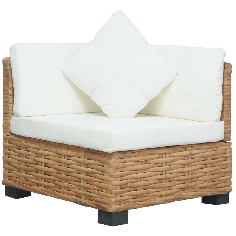 Canapé d'angle avec coussins Rotin l HDV36698 - Hommoo