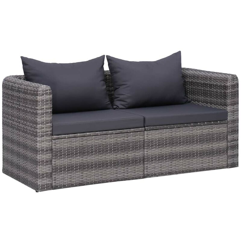 Hommoo Canapés d'angle de jardin 2 pcs Gris Résine tressée HDV28369