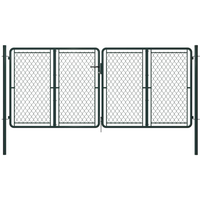 Cancello di Recinzione per Giardino in Acciaio 300x125 cm Verde VD34865 - Hommoo
