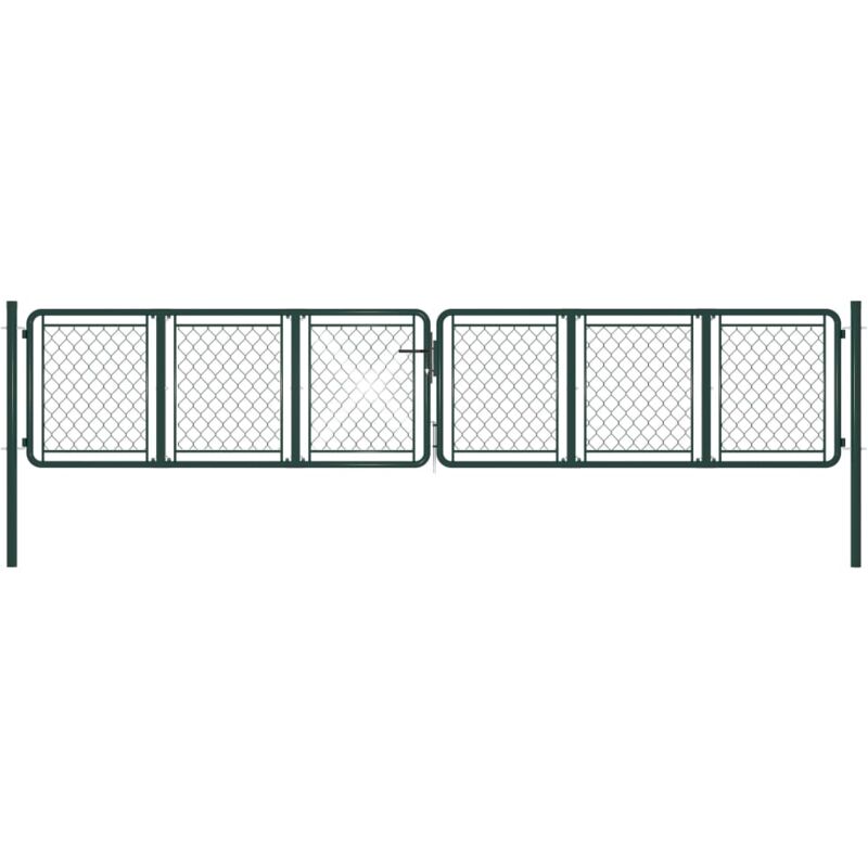 Hommoo Cancello di Recinzione per Giardino in Acciaio 400x75 cm Verde VD34869