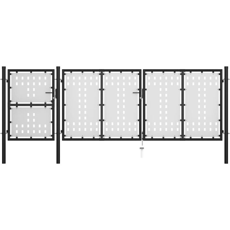 Cancello per Giardino in Acciaio 400x125 cm Nero VD34853 - Hommoo