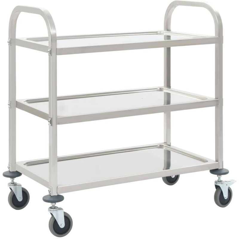 

Carrito de cocina de 3 alturas 107x55x90 cm acero inoxidable - Hommoo