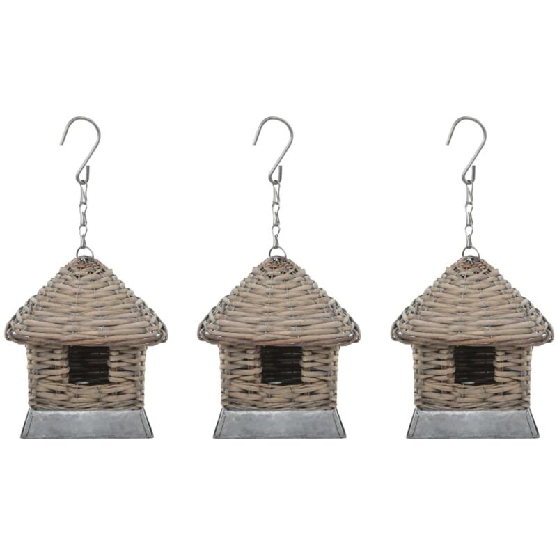 

Casas para pájaros 3 unidades mimbre - Hommoo