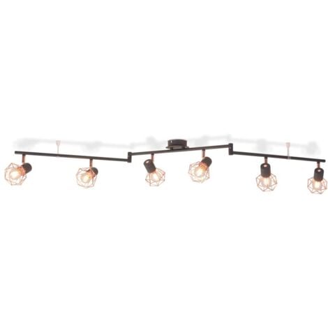 Hommoo Ceiling Lamp with 6 Spotlights E14 Black and Copper