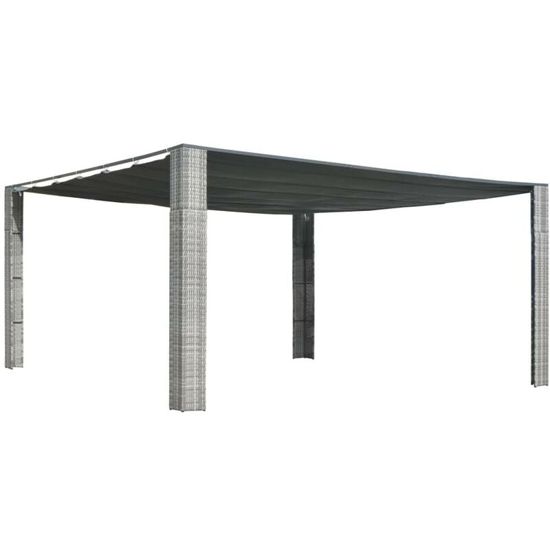 

Cenador techo ratán sintético 400x400x200 cm gris y antracita - Hommoo