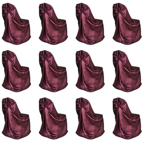 Hommoo Chair Cover for Wedding Banquet 12 pcs Burgundy VD21333