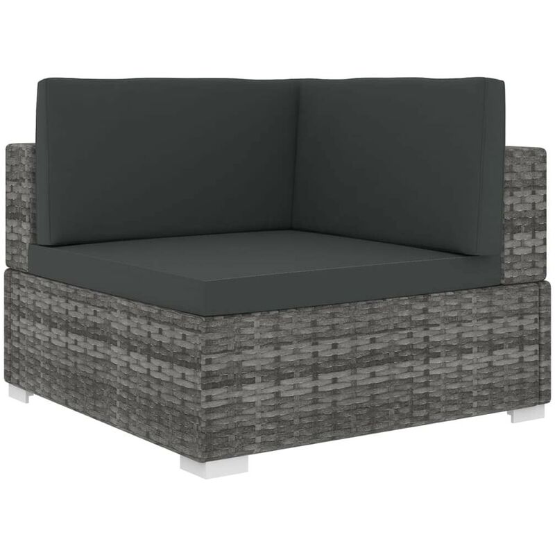 Chaise d'angle sectionnelle avec coussins Résine tressée Gris HDV30141 - Hommoo