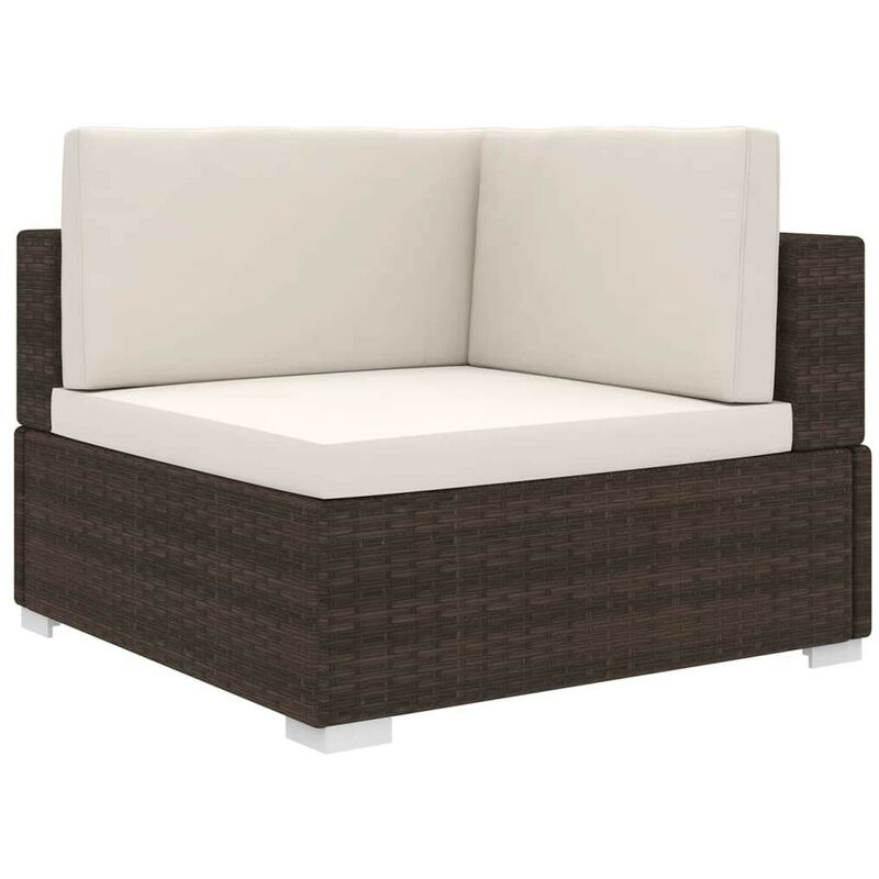Chaise d'angle sectionnelle avec coussins Résine tressée Marron HDV30139 - Hommoo