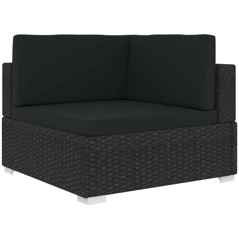 Chaise d'angle sectionnelle avec coussins Résine tressée Noir HDV30142 - Hommoo