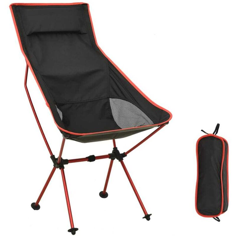 Hommoo Chaise de camping pliable PVC et aluminium Noir
