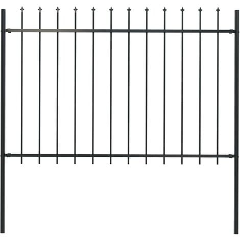 Hommoo Cloture de jardin avec dessus en lance Acier 1,7 x 1,2 m Noir HDV06300